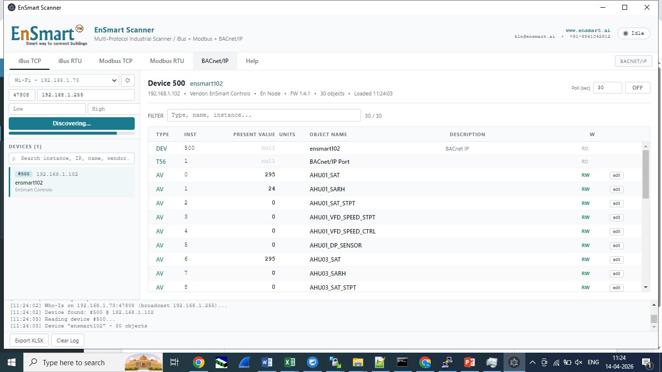 EnSmart Scanner — BACnet/IP object browser